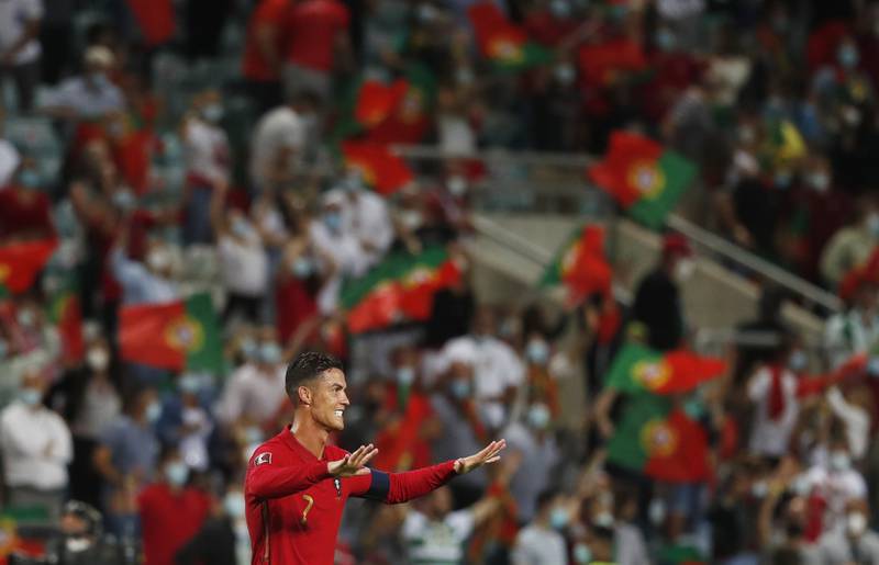 Ronaldo celebrates after the match. Reuters
