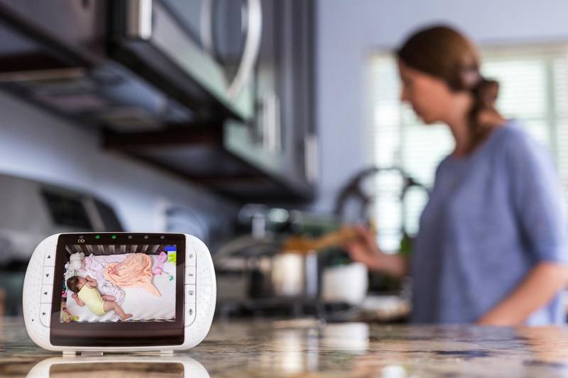 Close up of baby monitor in kitchen