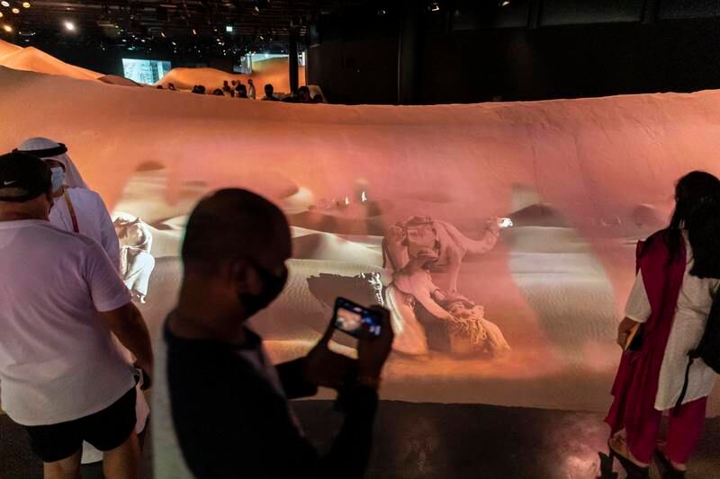 Visitors inside the UAE Pavilion at Expo 2020. (Photo: Antonie Robertson / The National)