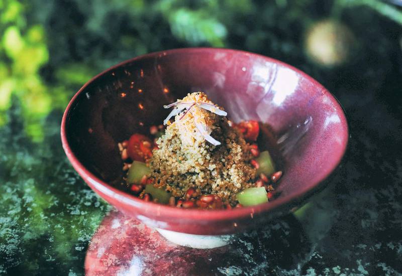 324 calories: Quinoa, coriander, mint and pomegranate at Coya