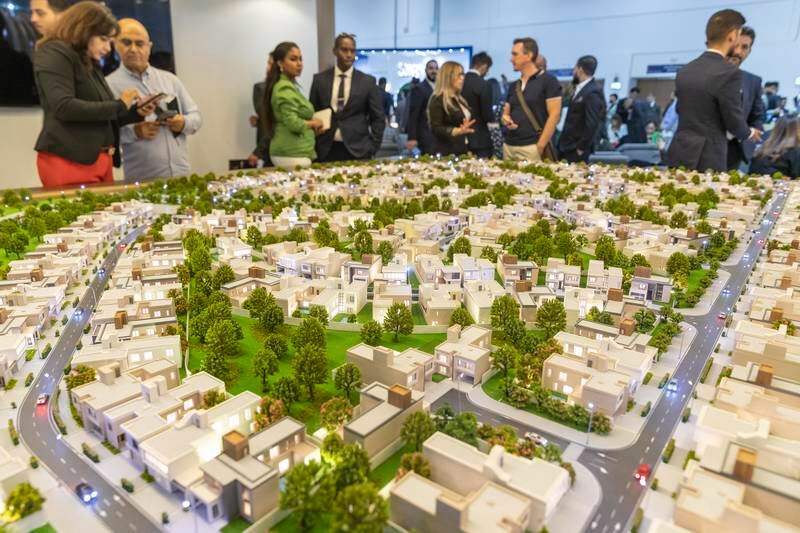 A scale model of a Sobha Realty development at the company's stand. Antonie Robertson / The National
