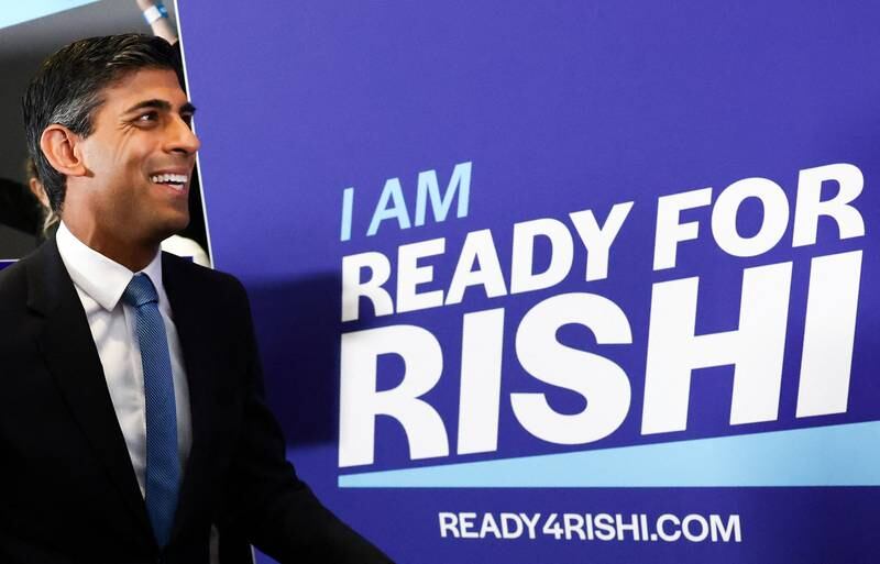 Rishi Sunak arrives at an event in London to launch his campaign to be the next Conservative leader and prime minister. Reuters