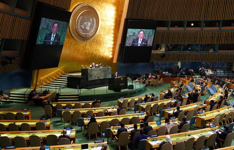 North Korean Foreign Minister Ri Yong-ho addresses the United Nations General Assembly. AFP
