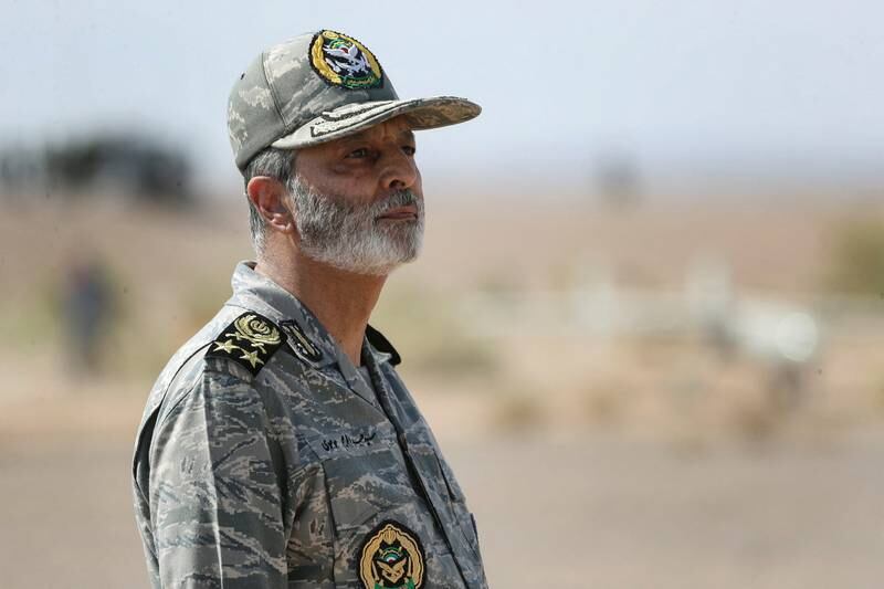 Iran's Army Commander-in-Chief Maj Gen Abdolrahim Mousavi looks on during the military exercises. Reuters