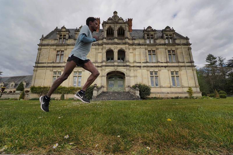 French half marathon runner Yosi Goasdoue trains in the park of the Chateau de la Bourdaisiere in Montlouis-sur-Loire, central France. AFP