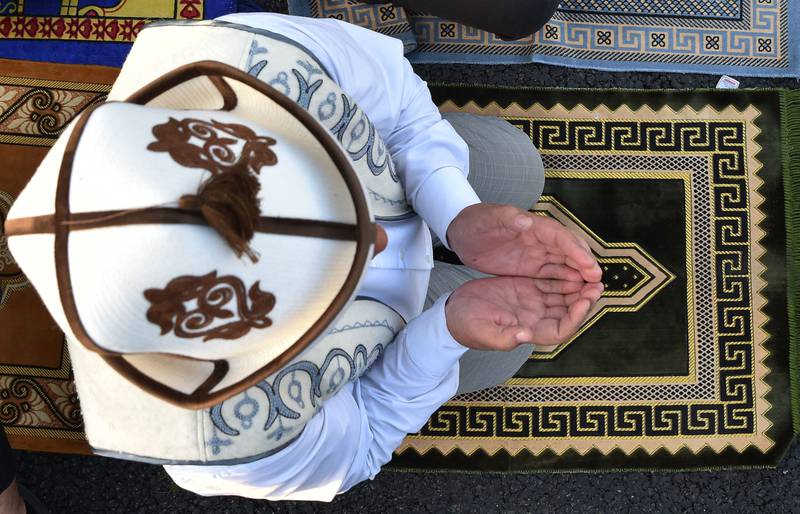 A worshipper prays in Bishkek, Kyrgyzstan. AFP