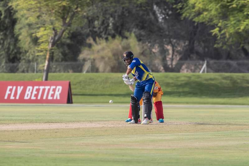 ECB Blues batsman Alishan Sharafu in action at The Sevens, Dubai, during the ongoing Emirates D50.