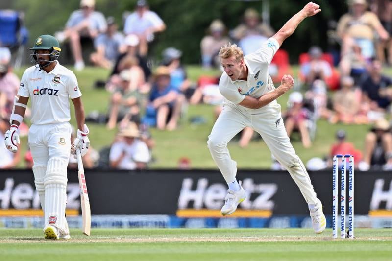 New Zealand bowler Kyle Jamieson finished with 4-82 in Bangladesh's second innings. Getty
