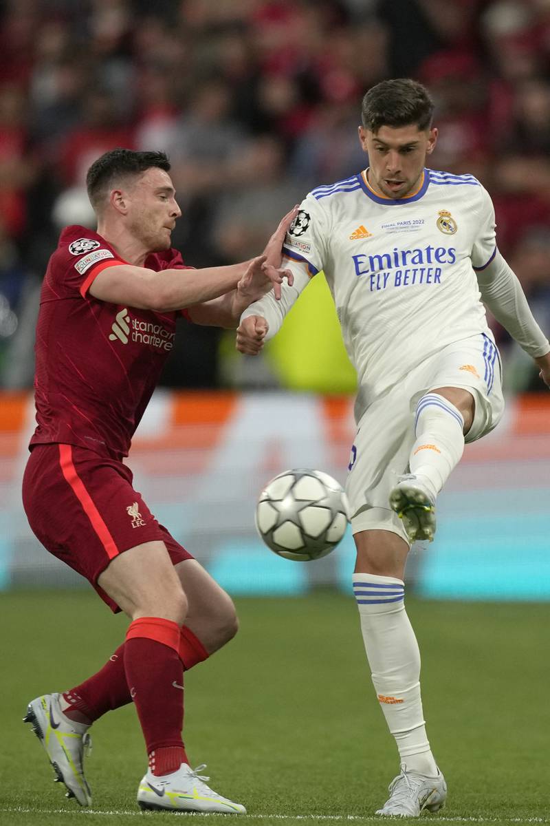 Federico Valverde - 8. Preferred to Rodrygo on the right wing and it proved the right move from Carlo Ancelotti after the Spaniard played the killer pass for Vinicius Jr's winning goal. Beyond the assist, Valverde had a good game. AP