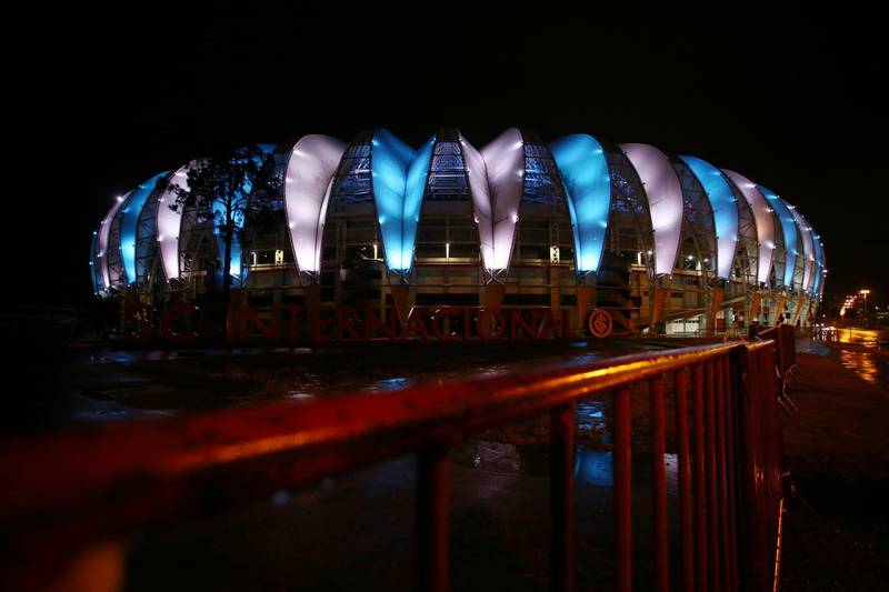 The Beira-Rio stadium with the colours of Argentina in tribute to Maradona in Porto Alegre, Brazil. Reuters