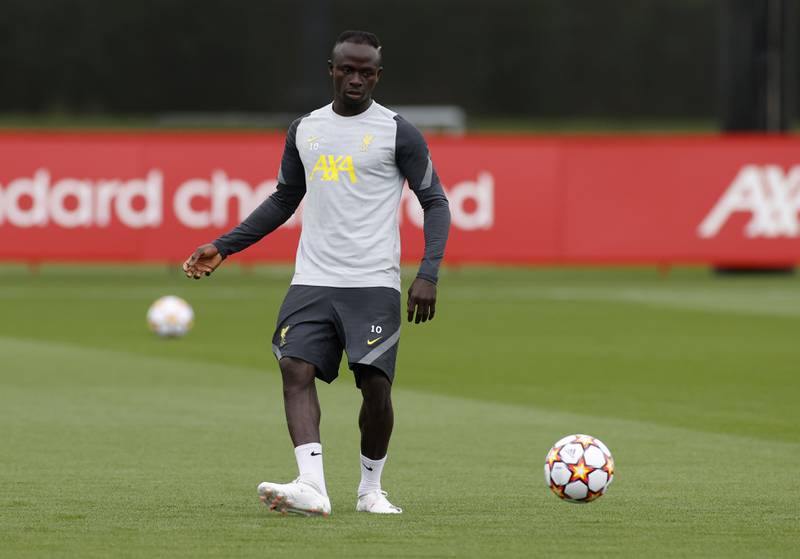 Liverpool attacker Sadio Mane during training. Reuters