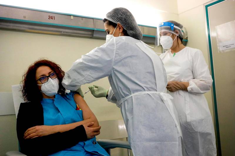 Vaccinations are carried out at the hospital of San Paolo in Milan, Italy. EPA