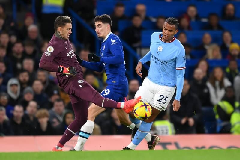 MANCHESTER CITY RATINGS: Ederson - 6: His superb throw released De Bruyne for a break forward, but he was very lucky that Manuel Akanji dealt with the situation calmly after he’d flown out of his goal. Getty