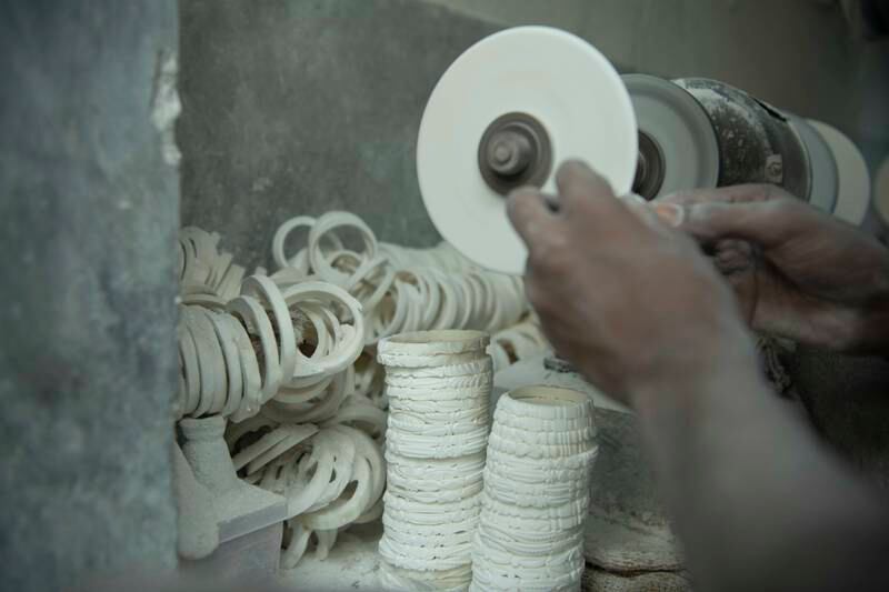 Shankhari makers create bangles from conch shells called shankha. Ritam Ghosal and Archi Banerjee for The National