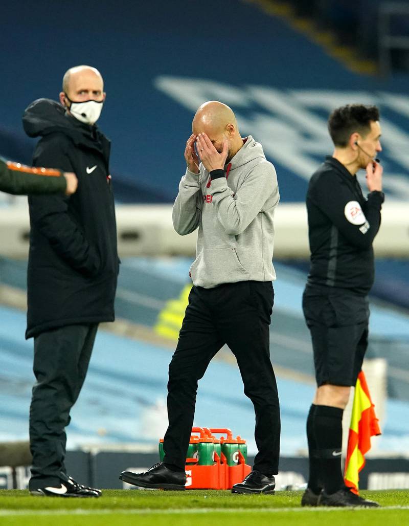 Manchester City manager Pep Guardiola saw his team's winning run come to an end. Getty