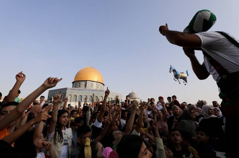 Palestinians celebrate Eid Al Adha at Al Aqsa.