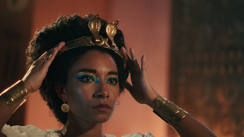 Adele James as Queen Cleopatra. Cr. Netflix © 2023