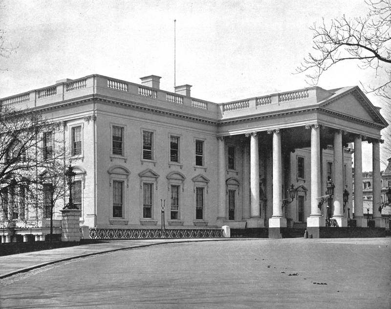 The exterior of the White House, photographed around 1900. Getty Images 
