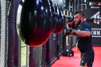 UAE's Mohammed Yahya during training at Dubai Media City ahead of UFC 294 at the Etihad Arena next month. All images Khushnum Bhandari / The National