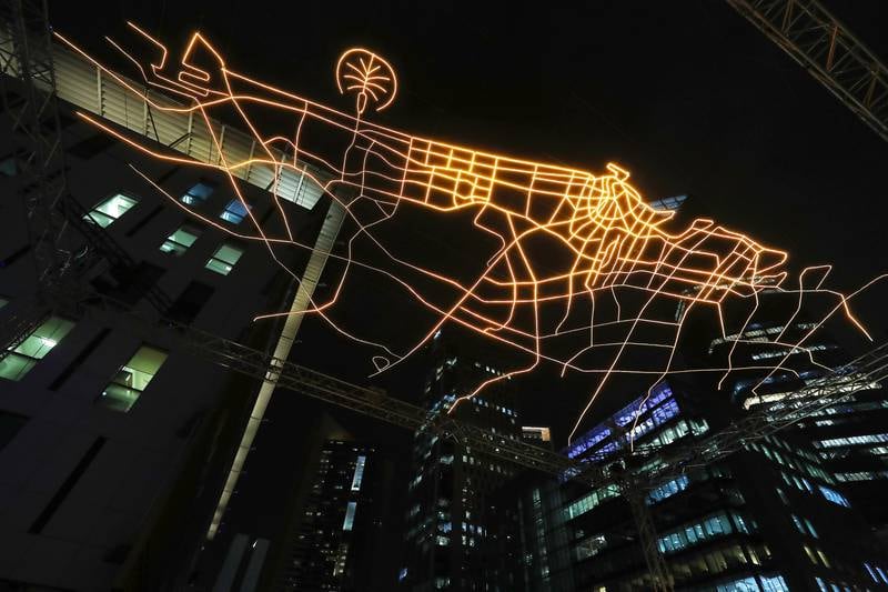 Art installation 'City Gazing Dubai' by VOUW studio from the Netherlands goes on display at DIFC Gate Avenue in Dubai. Pawan Singh / The National