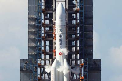 The Long March 5 Y-4 rocket, carrying an unmanned Mars probe of the Tianwen-1 mission, is seen before the launch at Wenchang Space Launch Center in Wenchang, Hainan Province, China. REUTERS