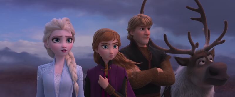 The Frozen and Frozen II characters - Elsa, Anna, Kristoff and Sven. Photo: Disney
