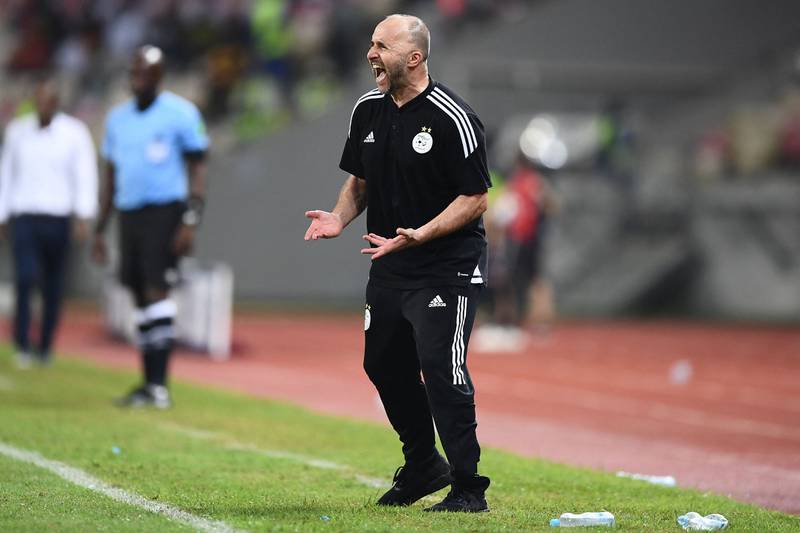Algeria's head coach Djamel Belmadi shouts instructions from the touchline. AFP