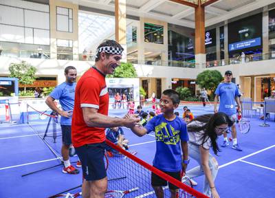 Former Wimbledon champion Pat Cash was on hand at Yas Mall for the Mubadala World Tennis Championship draw as well as leading tennis clinic for children. Courtesy: Mubadala World Tennis Championship