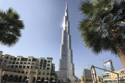 DUBAI, UNITED ARAB EMIRATES - JANUARY 26:  A general view of the Burj Khalifa in Dubai on January 26, 2010. The Burj Khalifa, formerly known as Burj Dubai, is the tallest man-made structure ever built, at 828 m (2,717 ft). Construction began on 21 September 2004, with the exterior of the structure completed on 1 October 2009. The building officially opened on 4 January 2010. (Randi Sokoloff / The National)  For Travel  *** Local Caption ***  RS005-012610-BURJ-K.jpg