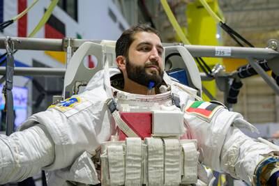 UAE astronaut Mohammed Al Mulla in his spacesuit