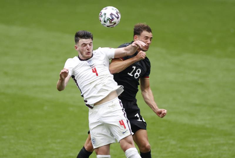 Declan Rice 6 - Booked after 6 minutes as he gave a free-kick away just outside the penalty area under early German pressure. Thankfully for Rice, the shot was blocked by England’s wall. Played too many safe balls – the opposite of Pogba. Another who whipped up the crowd after the goal. Reuters