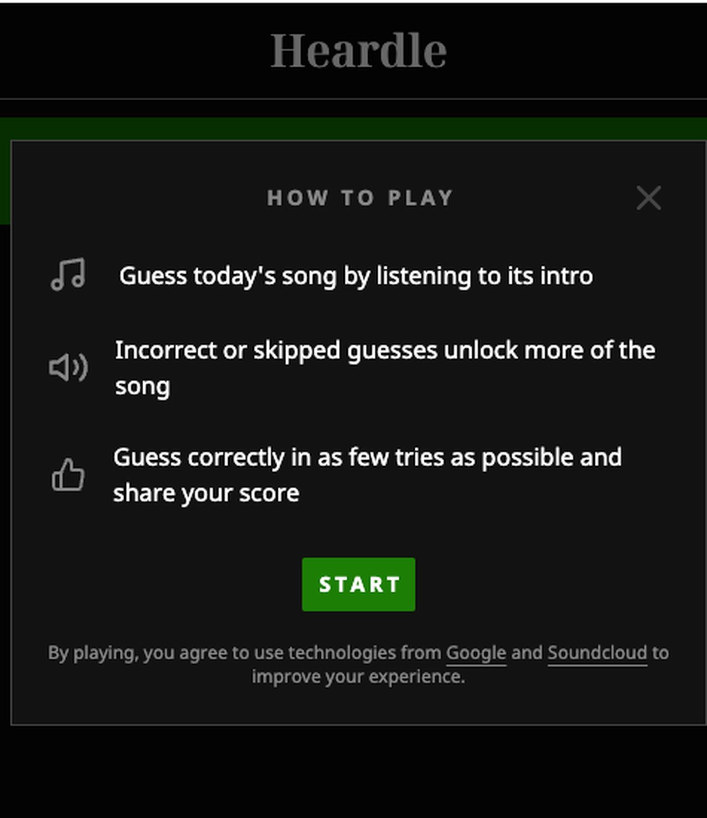 Heardle is a guessing game in which players listen to the opening seconds of a pop song. Photo: Heardle