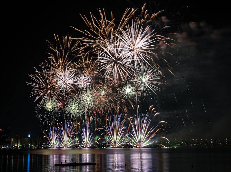 Abu Dhabi, United Arab Emirates, December, 2, 2020.   UAE National Day fireworks display at the Corniche.Victor Besa/The National