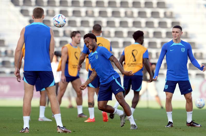 Raheem Sterling during an England training session in Al Wakrah, Qatar, on December 3, 2022. PA