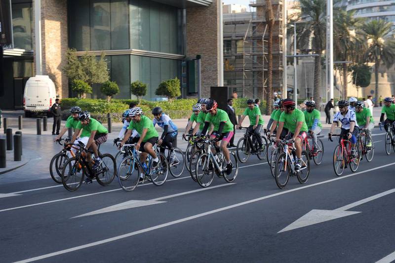 The Dubai Crown Prince and a number of government officials took part in Car Free Day.