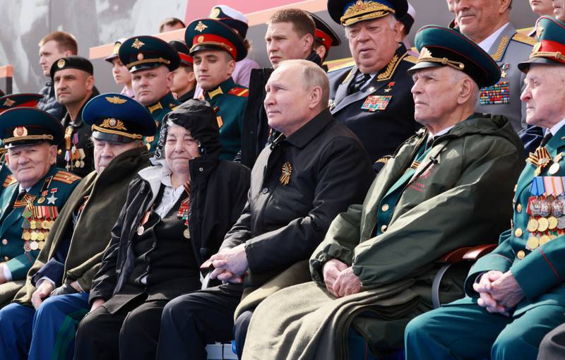 Russian President Vladimir Putin watches the Victory Day military parade in Red Square in central Moscow. Reuters
