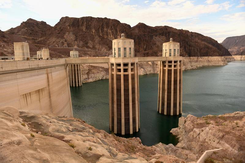 The Lake Mead reservoir formed by the Hoover Dam on the Nevada-Arizona border provides water to the Southwest, including nearby Las Vegas as well as Arizona and California, but has remained below full capacity since 1983 due to increased water demand and drought. AFP