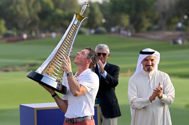 Northern Ireland's Rory McIlroy celebrates in Dubai. Getty