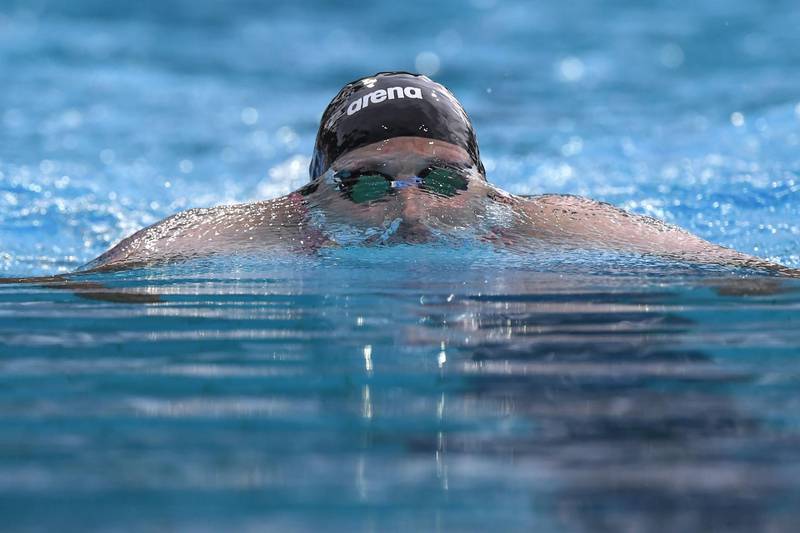 Hungarian swimmer Katinka Hosszu on her way to victory in the 200m individual medley final at the Four Nations Swimming event in Budapest, Hungary, on Sunday, July 26, 2020. AFP