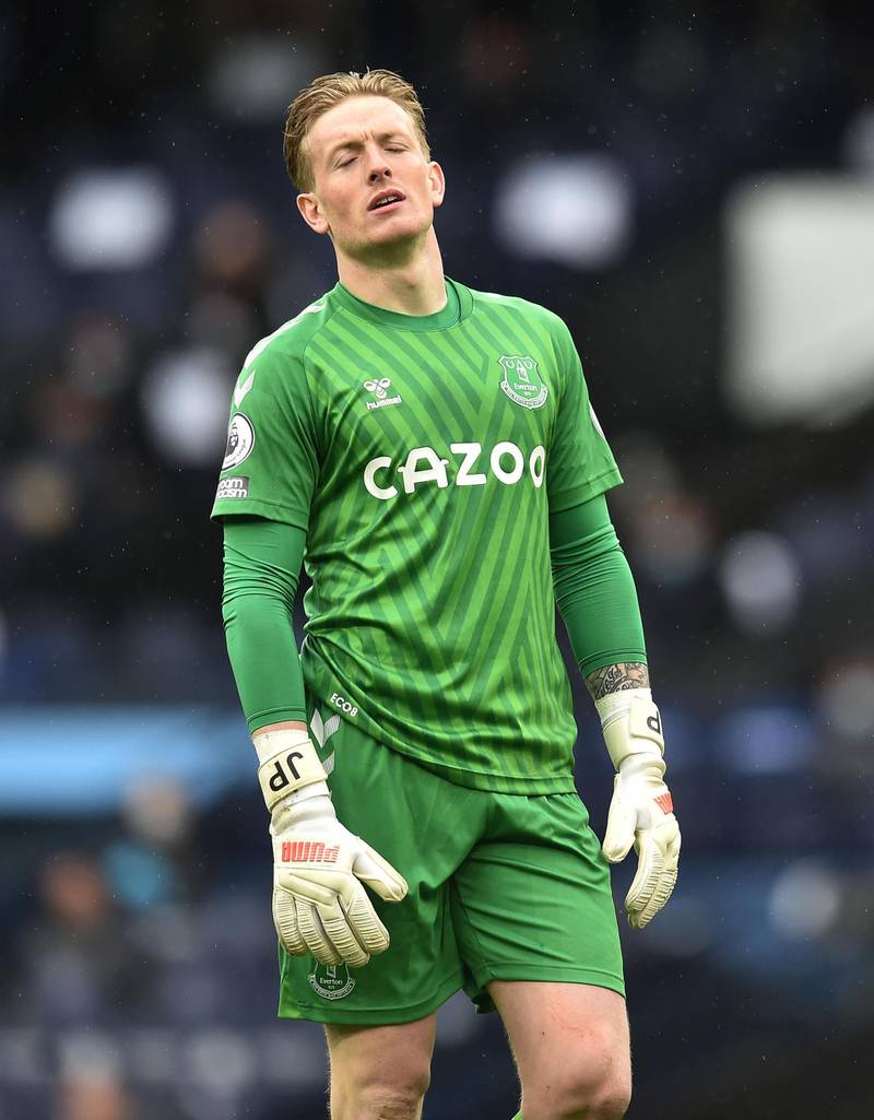 Everton's Jordan Pickford had a forgettable day on Sunday. Reuters