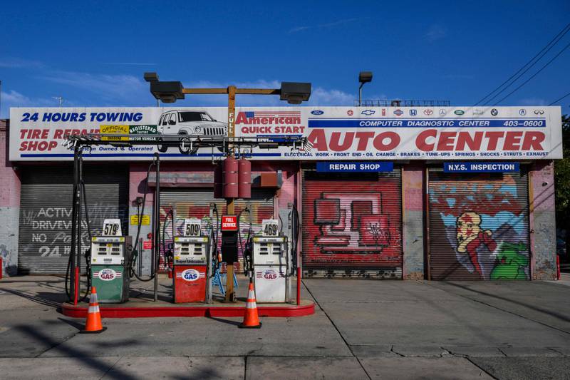 A fuel station in the Red Hook neighbourhood of Brooklyn, in New York City, US.