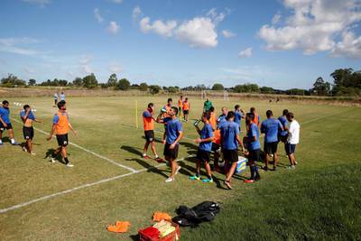 Players of Uruguay's second division club Atletico Torque train at the team's training ground in Montevideo, Uruguay April 6, 2017. Picture taken April 6, 2017. REUTERS/Andres Stapff