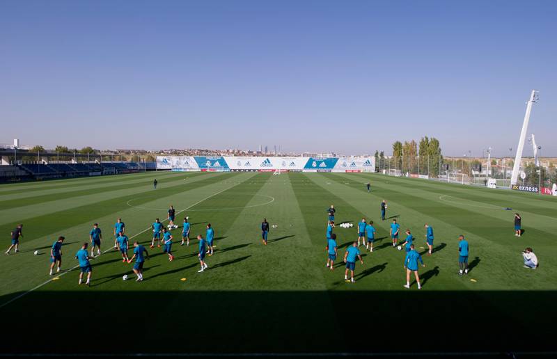 A view of the training pitch during the session at the Valdebebas training ground. Denis Doyle / Getty Images