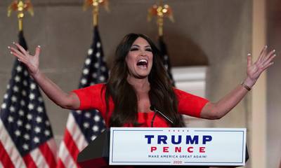 Kimberly Guilfoyle, the National Chair of the "Trump Victory Finance Committee" and girlfriend of Donald Trump Jr, delivers a pre-recorded speech to the largely virtual 2020 Republican National Convention from Washington. Reuters