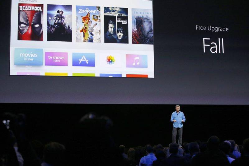 Eddy Cue, Apple senior vice president of internet software and services, speaks about tvOS. Tony Avelar / AP Photo