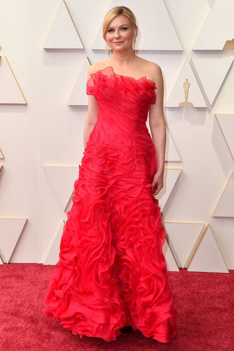 Kirsten Dunst, wearing red Christian Lacroix. AFP