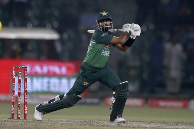 Pakistan's Babar Azam drives during the second ODI between Pakistan and Australia. AP 
