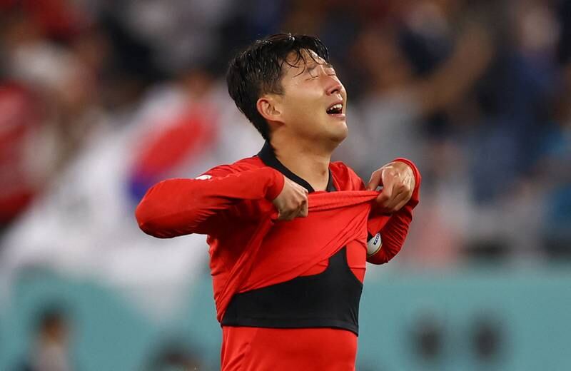 South Korea's Son Heung-min celebrates after South Korea qualify for the World Cup knockout stages. Reuters