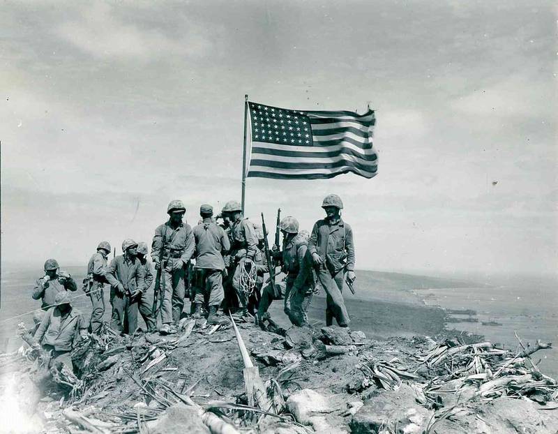 US marines raise the American flag on Mount Suribachi on the Iwo Jima island, in 1945. Reuters