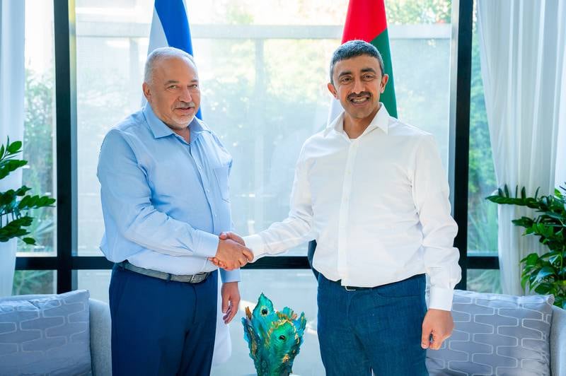 Sheikh Abdullah meets Israeli Minister of Finance Avigdor Lieberman. They reviewed co-operation in fields including investment.